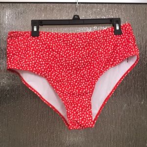 SHEIN red/white floral high waisted swim bottoms